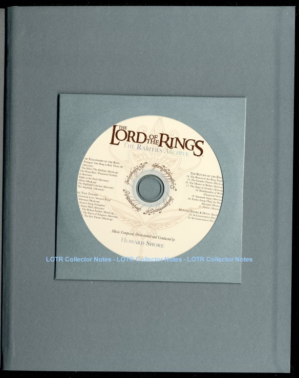 The Music of The Lord of the Rings Films - packaged CD of "The Rarities Archive"